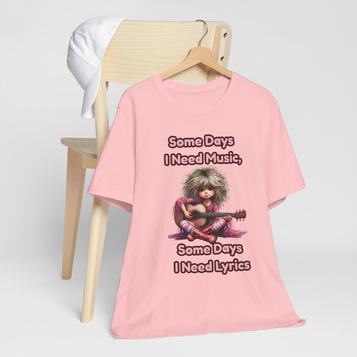 Music Lover Tee — “Some Days I Need Music, Some Days I Need Lyrics” Guitar Girl Shirt