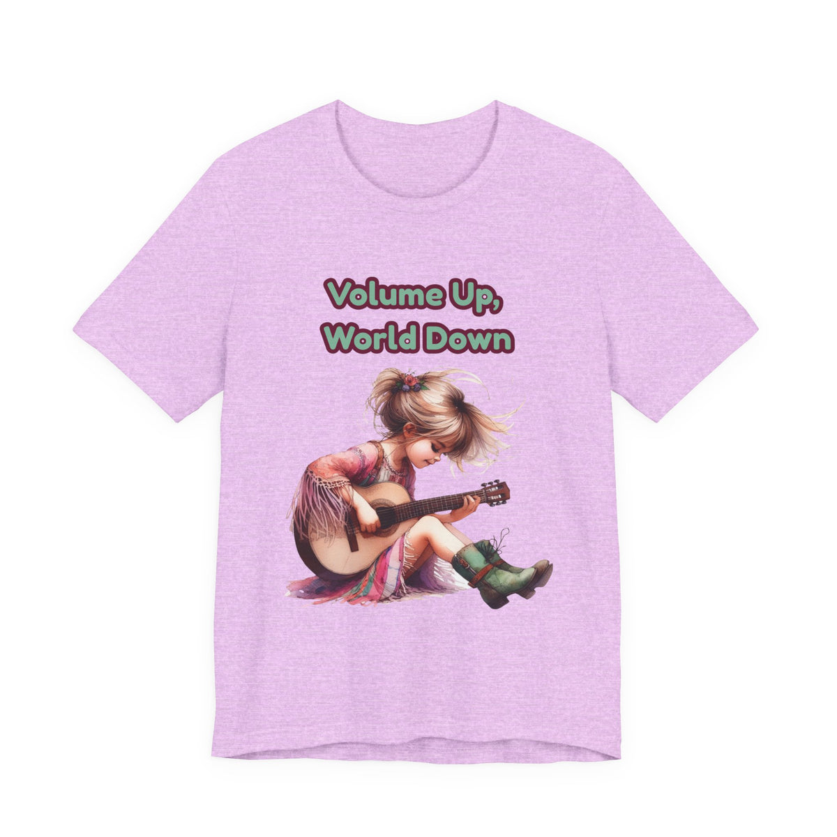 Music Lovers Volume Up, World Down Guitar Tee
