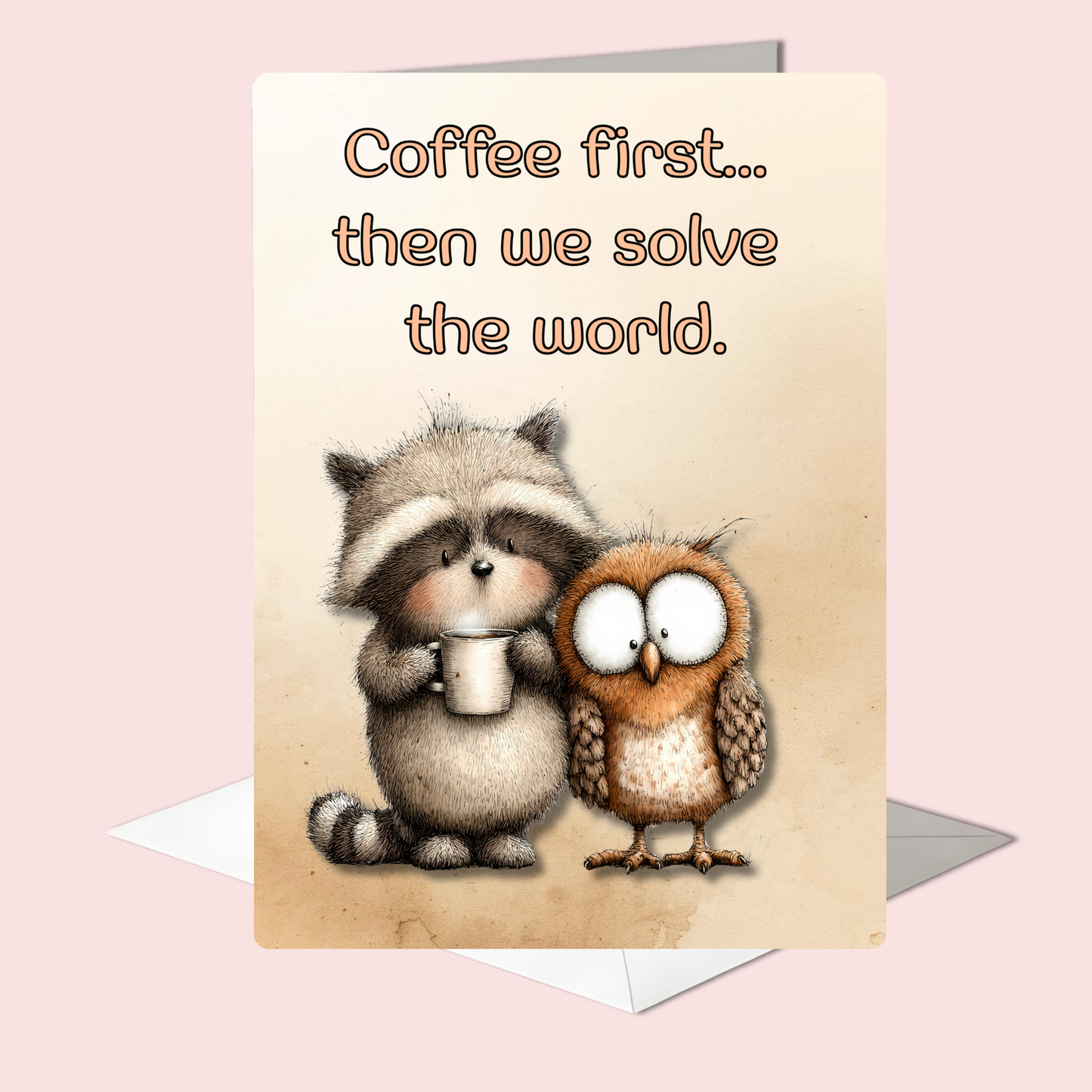 The Forever Friends Collection Greeting Card: Coffee first...then we solve the world Besties Over Coffee