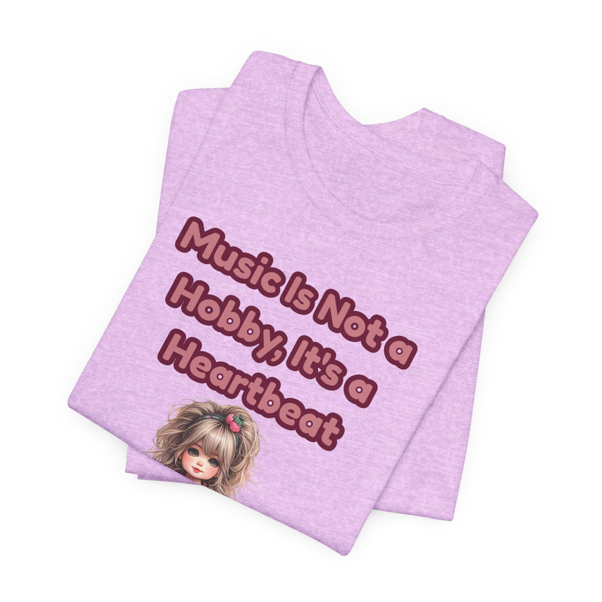Music Is Not a Hobby It's a Heartbeat Tee - Cute Girl Guitar Graphic T-Shirt