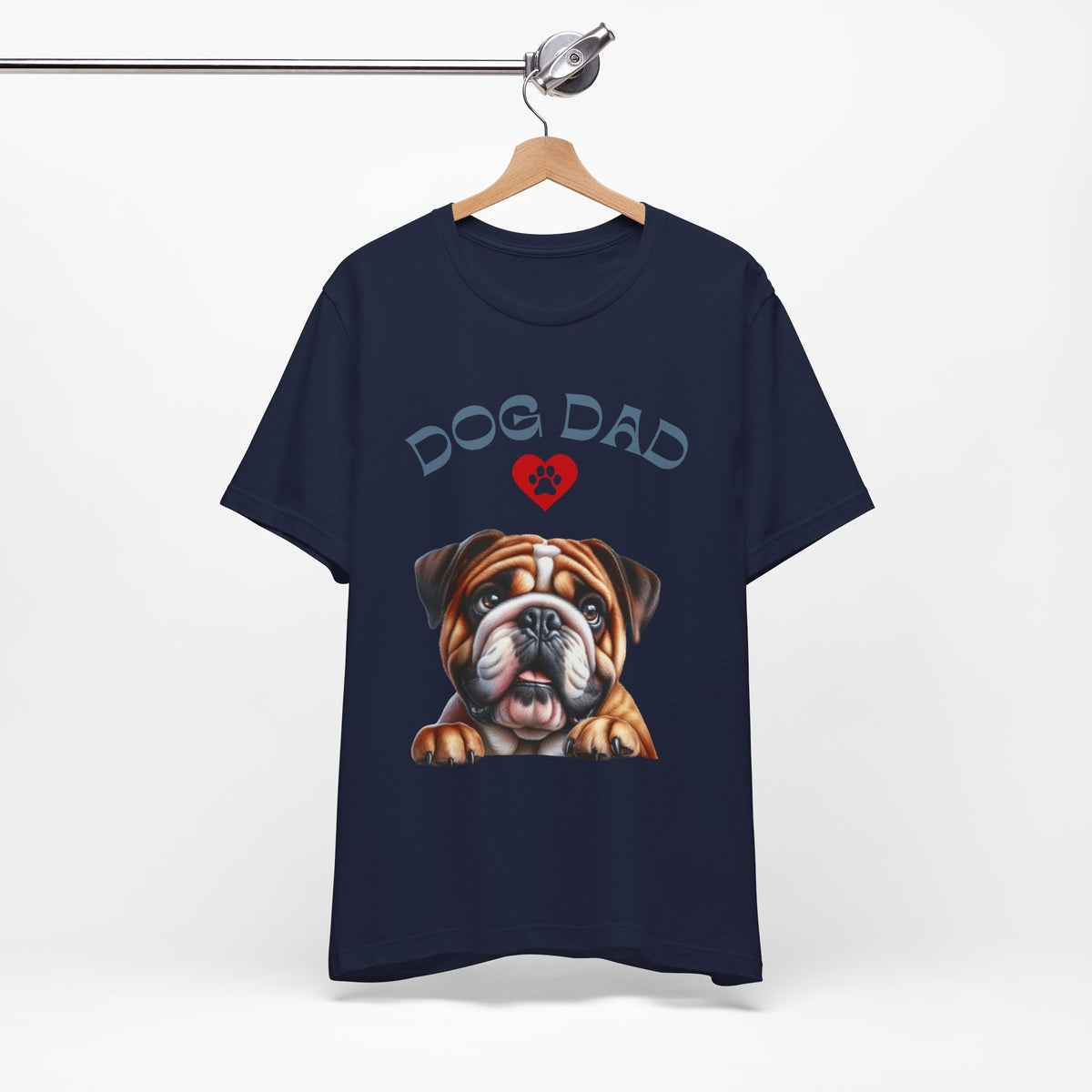 Bulldog Dad T-Shirt – Cute Bulldog Graphic Tee with Heart Paw Design