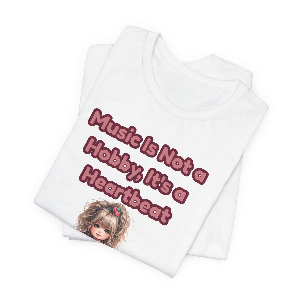 Music Is Not a Hobby It's a Heartbeat Tee - Cute Girl Guitar Graphic T-Shirt