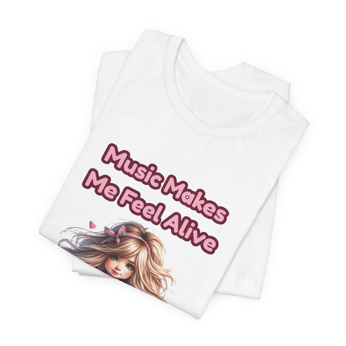 Music Makes Me Feel Alive T‑Shirt - Girl with Guitar Retro Cute Tee
