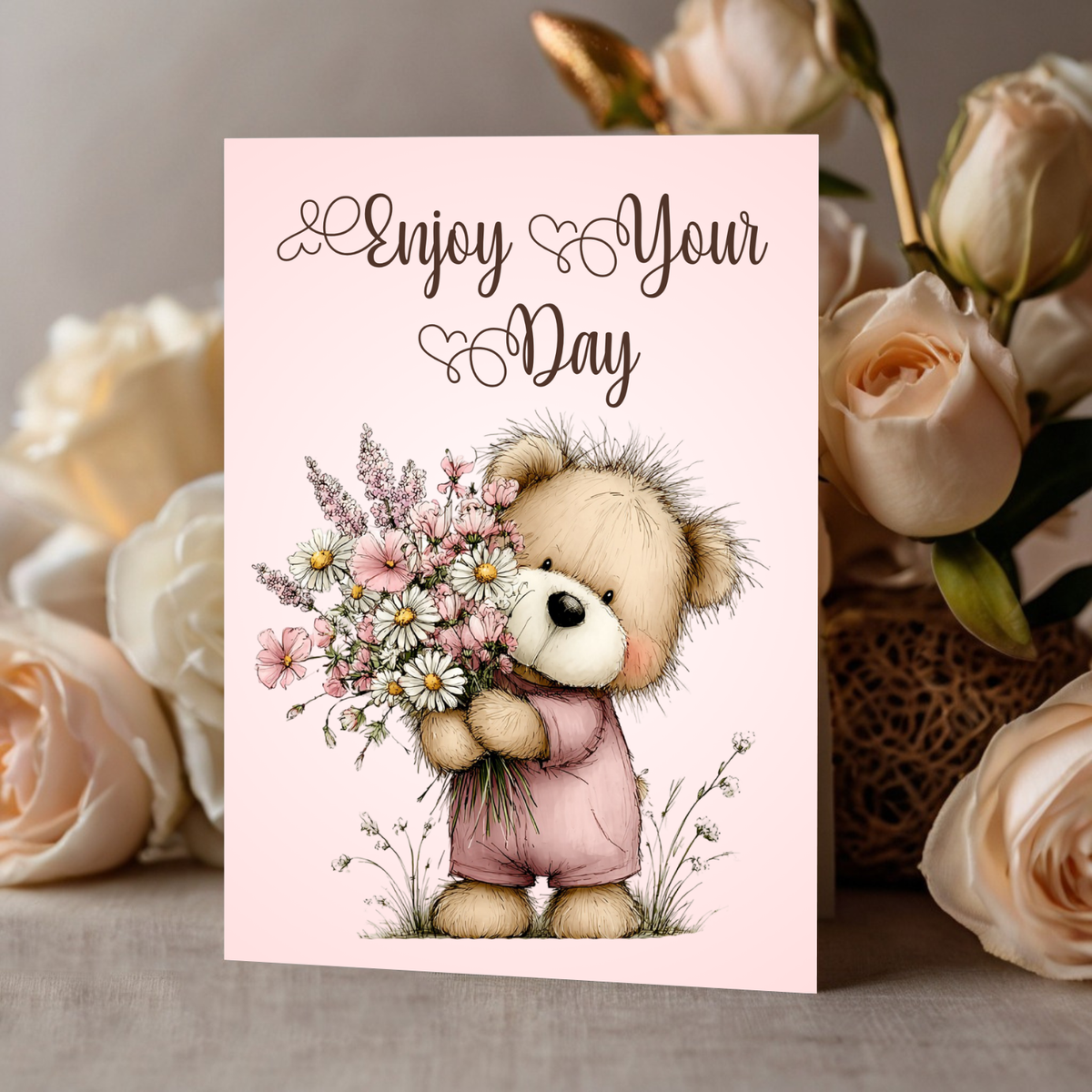 The Beautiful Blossom Bear Collection Greeting Cards: Enjoy Your Day