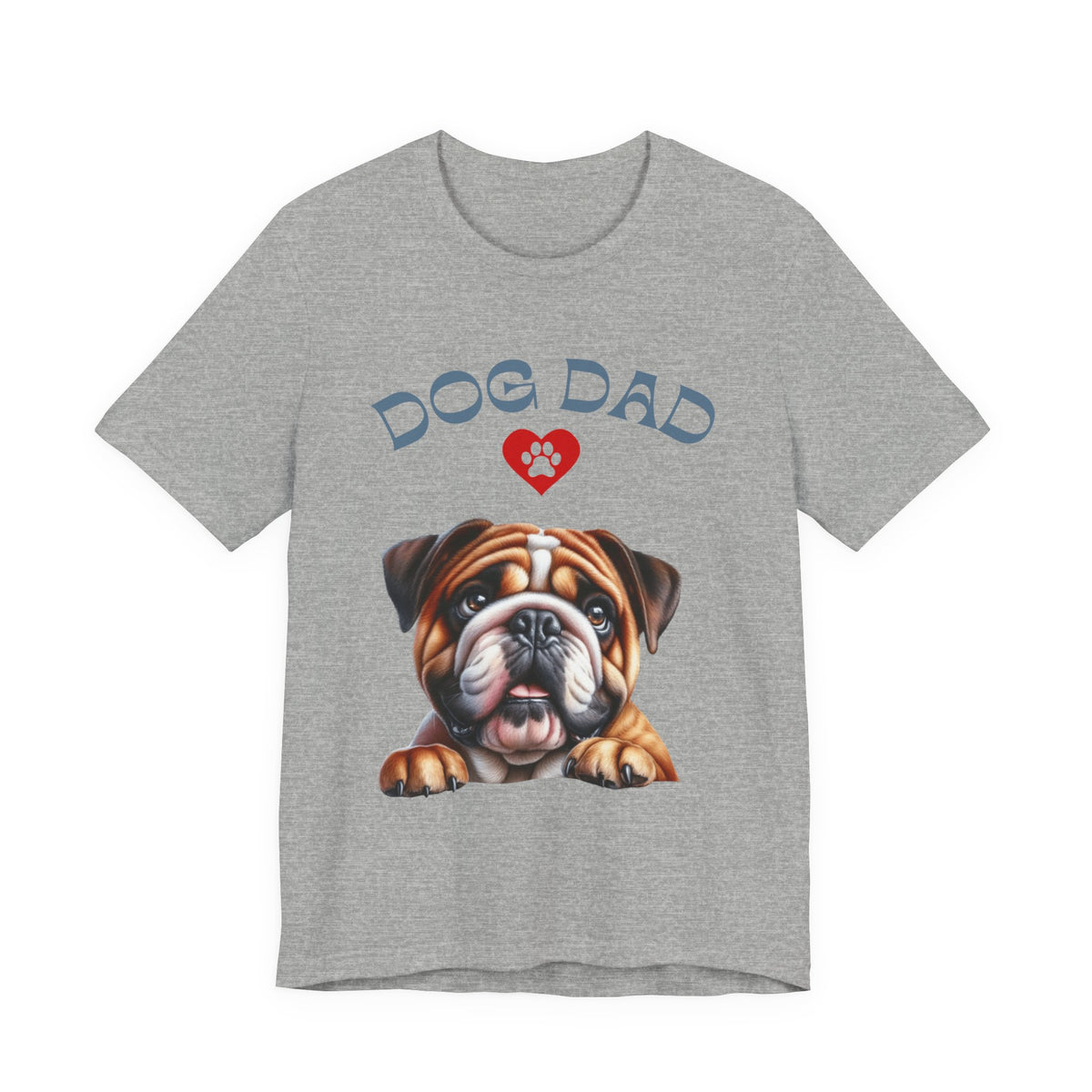 Bulldog Dad T-Shirt – Cute Bulldog Graphic Tee with Heart Paw Design