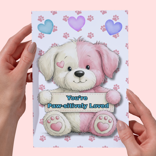 Cute Critter Dog Friendship Paw-sitively Loved 5 x 7 Greeting Card