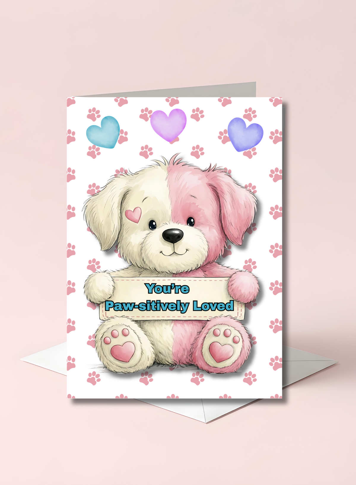 Cute Critter Dog Friendship Paw-sitively Loved 5 x 7 Greeting Card