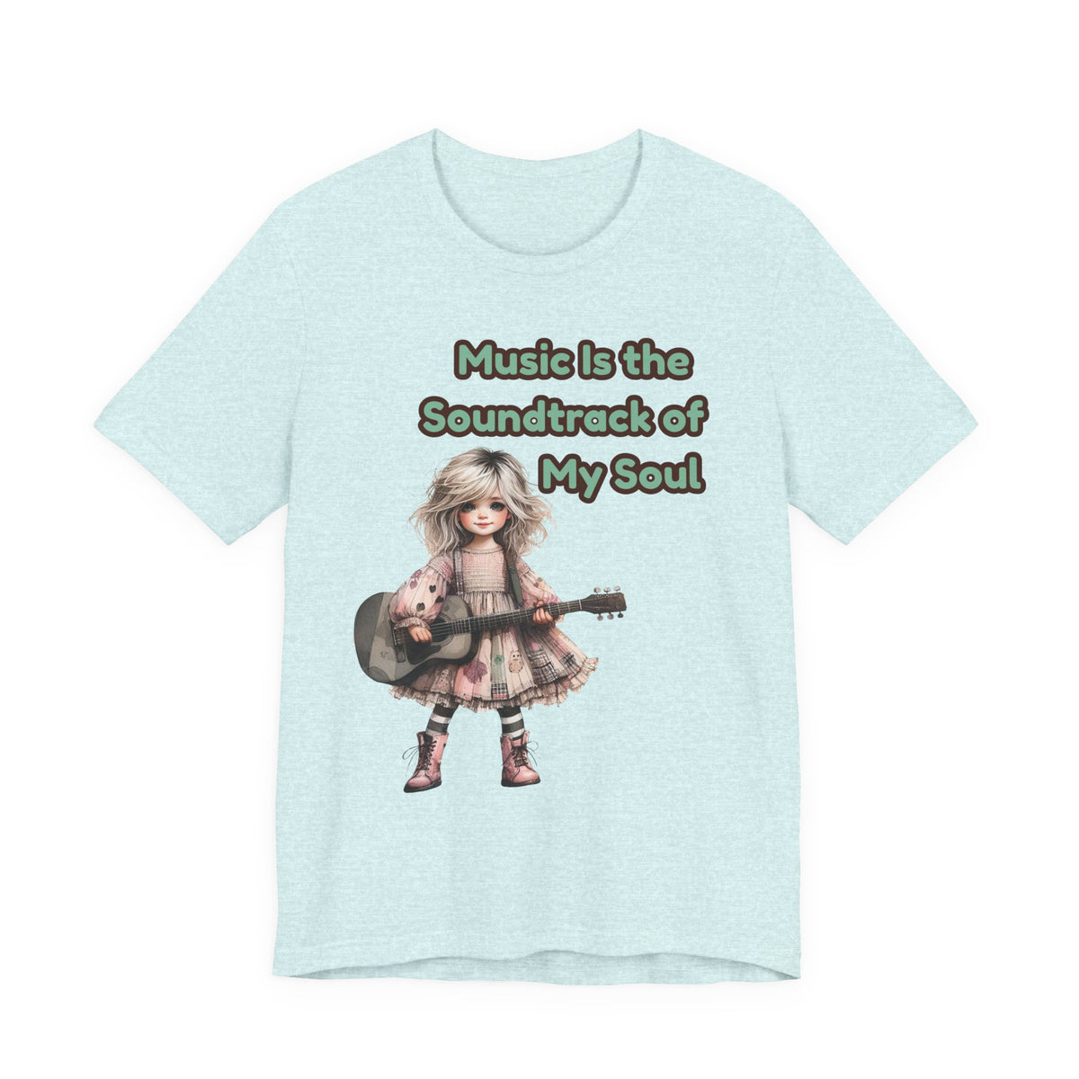 Music Is the Soundtrack of My Soul T-Shirt — Cute Girl with Guitar Tee