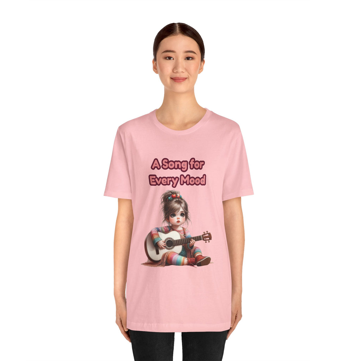 Cute Guitar Girl T-Shirt — "A Song for Every Mood" Graphic Tee