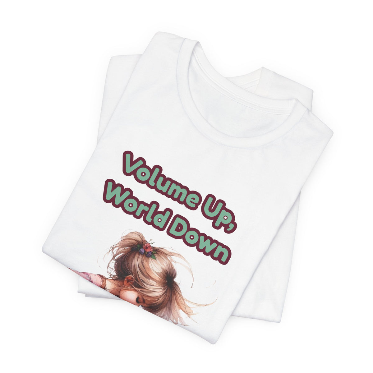 Music Lovers Volume Up, World Down Guitar Tee