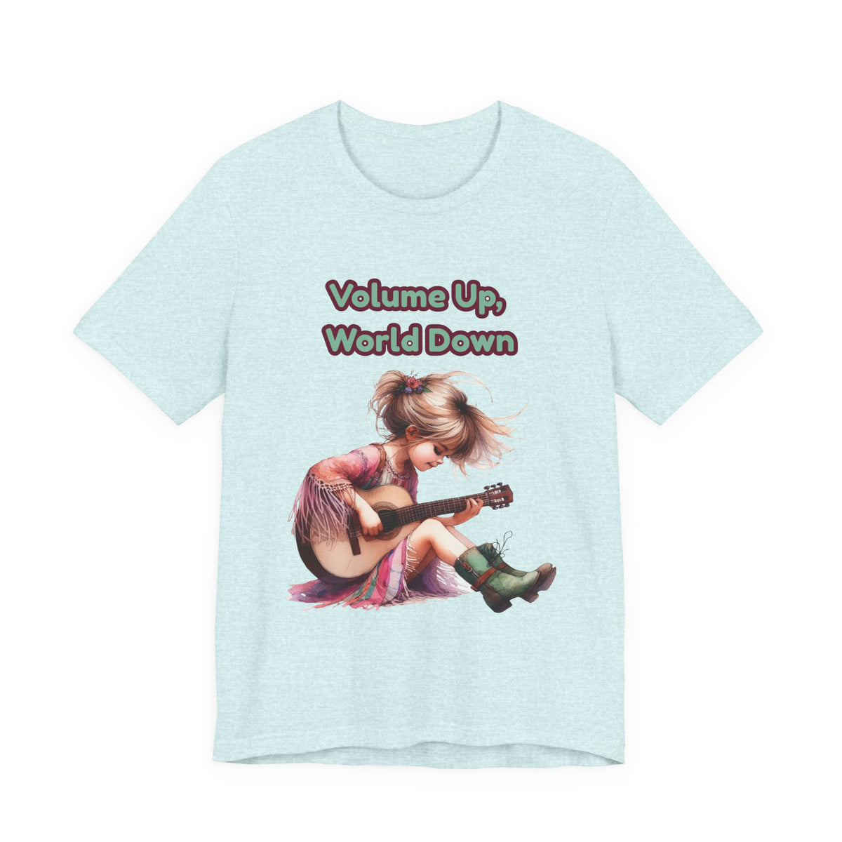 Music Lovers Volume Up, World Down Guitar Tee