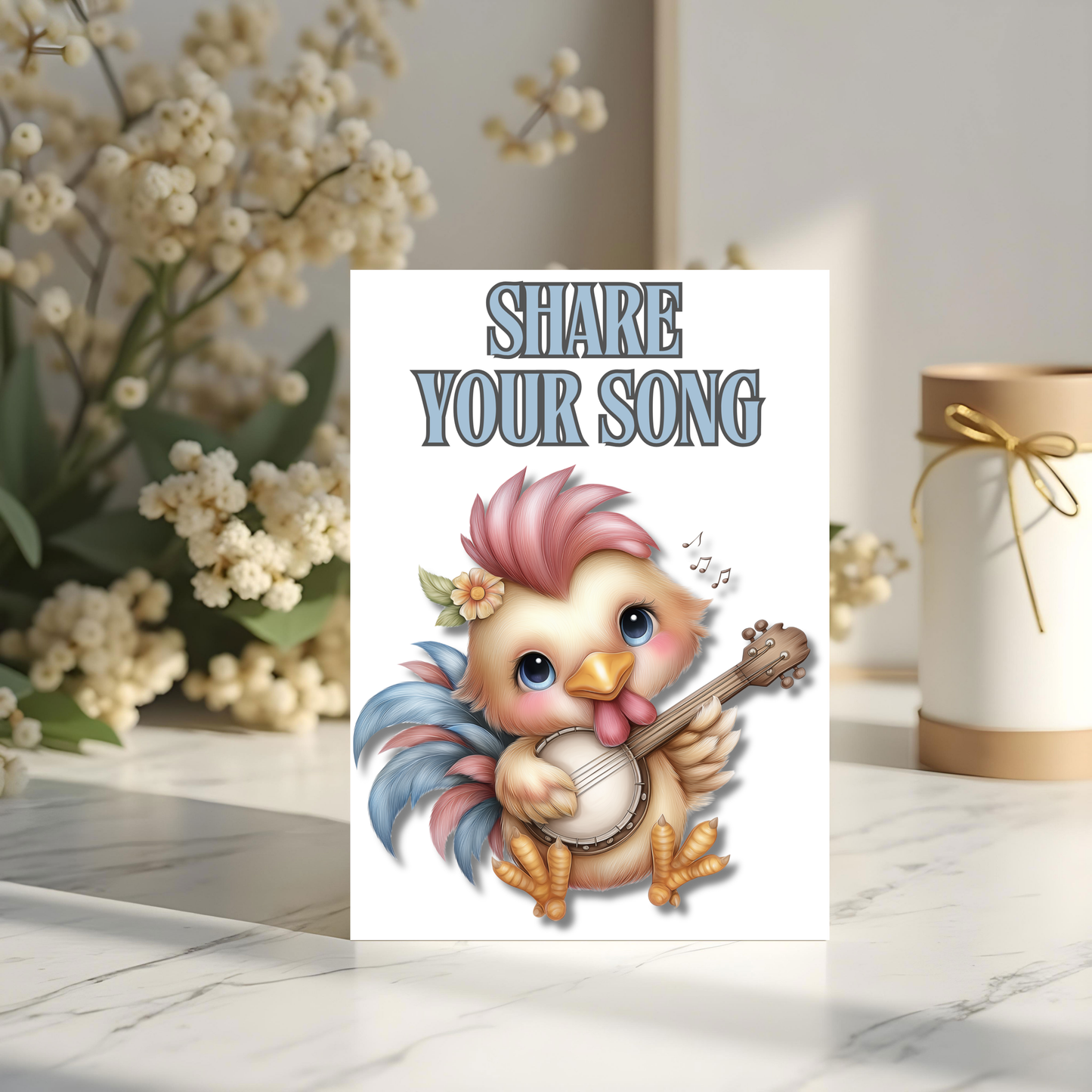 The Down Home Farm Collection Greeting Card: Share Your Song Chick