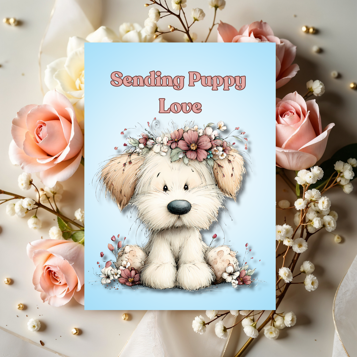 Romantic Dog Greeting Card For Couples 5 x 7