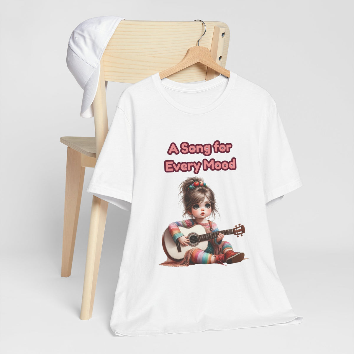 Cute Guitar Girl T-Shirt — "A Song for Every Mood" Graphic Tee
