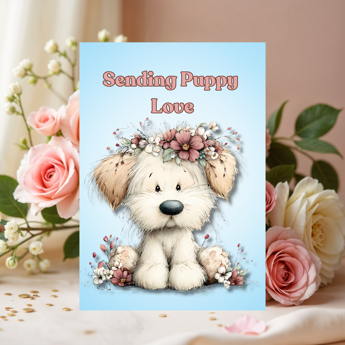Romantic Dog Greeting Card For Couples 5 x 7