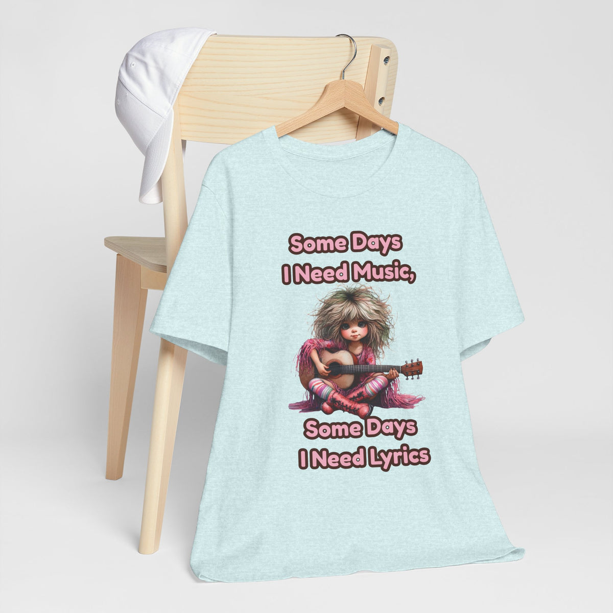 Music Lover Tee — “Some Days I Need Music, Some Days I Need Lyrics” Guitar Girl Shirt