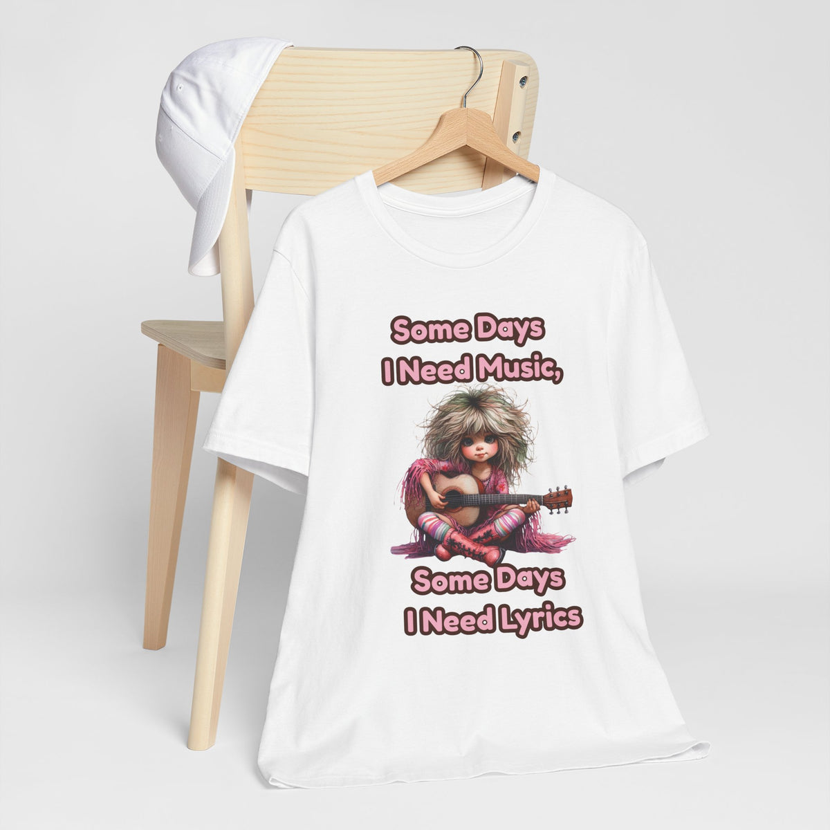 Music Lover Tee — “Some Days I Need Music, Some Days I Need Lyrics” Guitar Girl Shirt