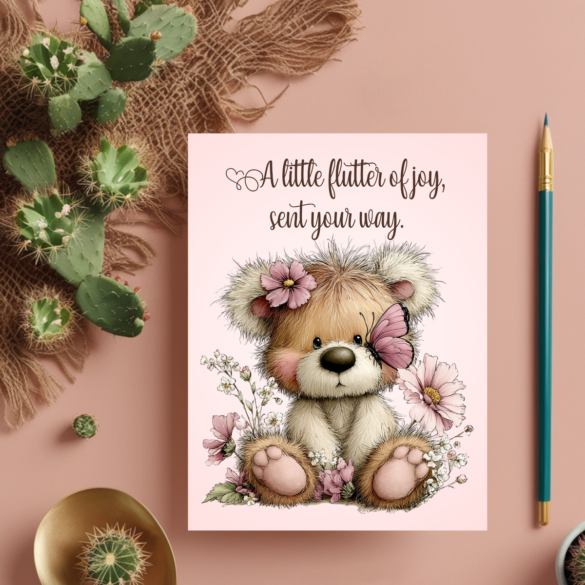 The Beautiful Blossom Bears Collection Greeting Cards: A Little Flutter of Joy Sent Your Way.