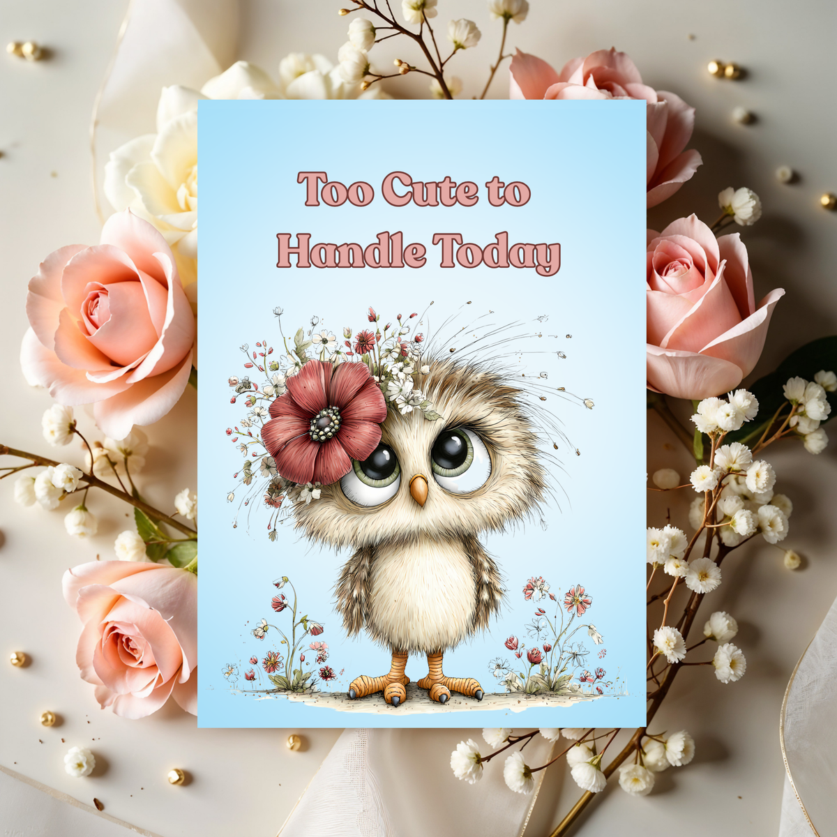 Whimsical Owl Playful Greeting Card 5 x 7