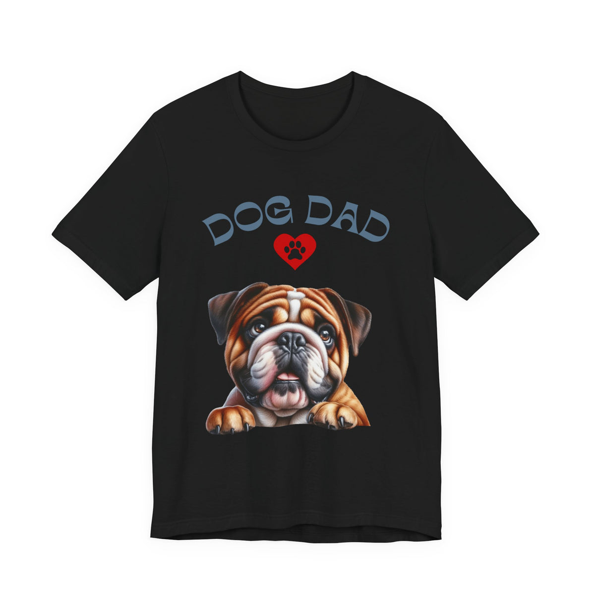 Bulldog Dad T-Shirt – Cute Bulldog Graphic Tee with Heart Paw Design