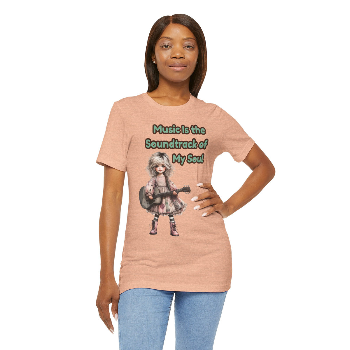 Music Is the Soundtrack of My Soul T-Shirt — Cute Girl with Guitar Tee
