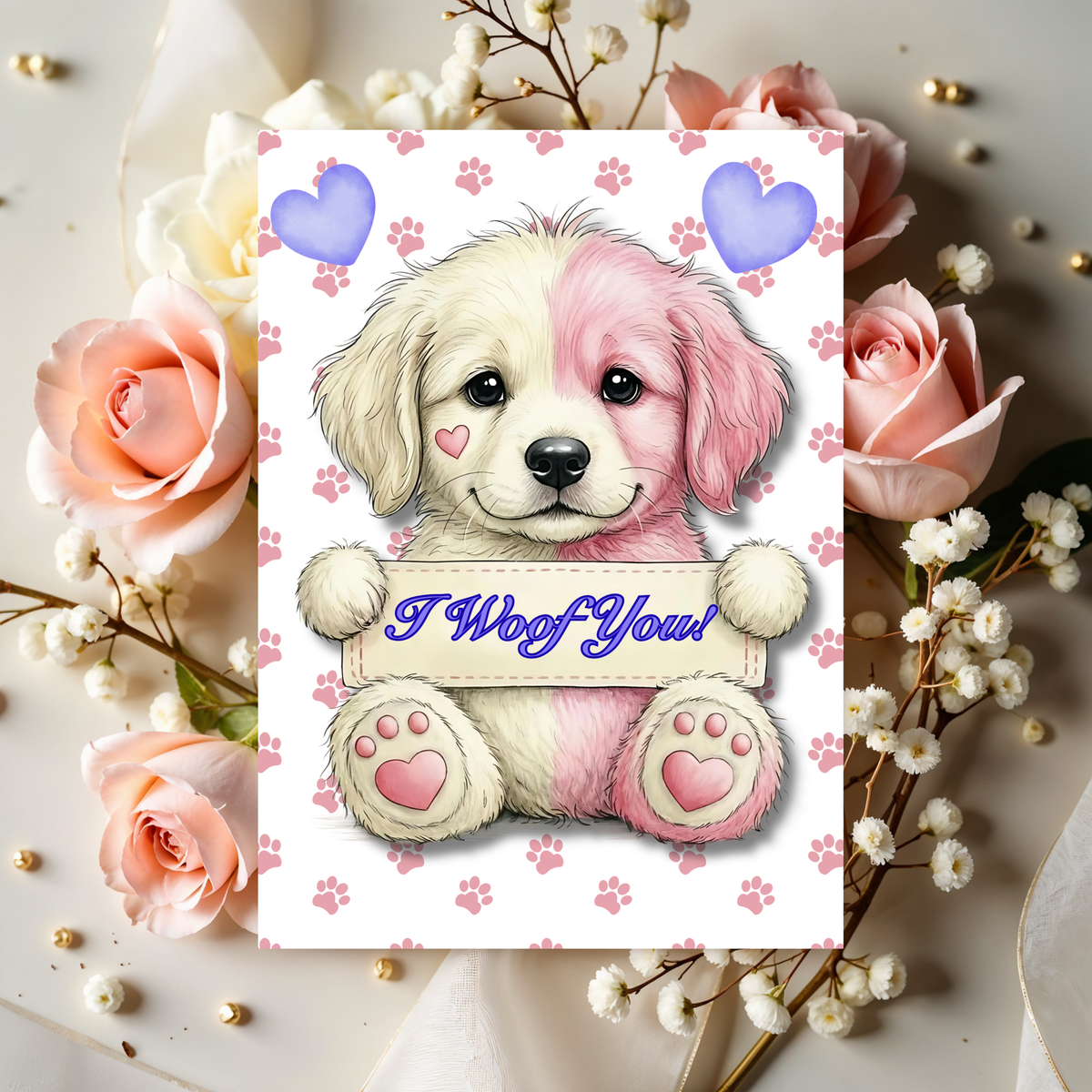 Darling Dog Greeting Card: I Woof You