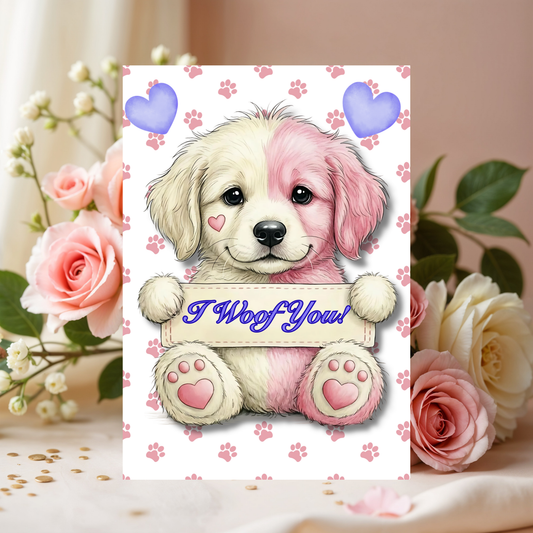 Darling Dog Greeting Card: I Woof You