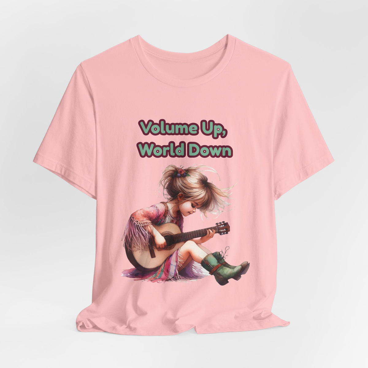 Music Lovers Volume Up, World Down Guitar Tee