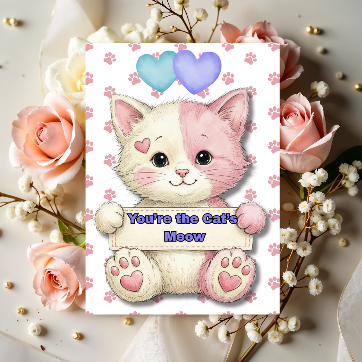 Cat Lovers Greeting Card 5 x 7: You're the Cat's Meow