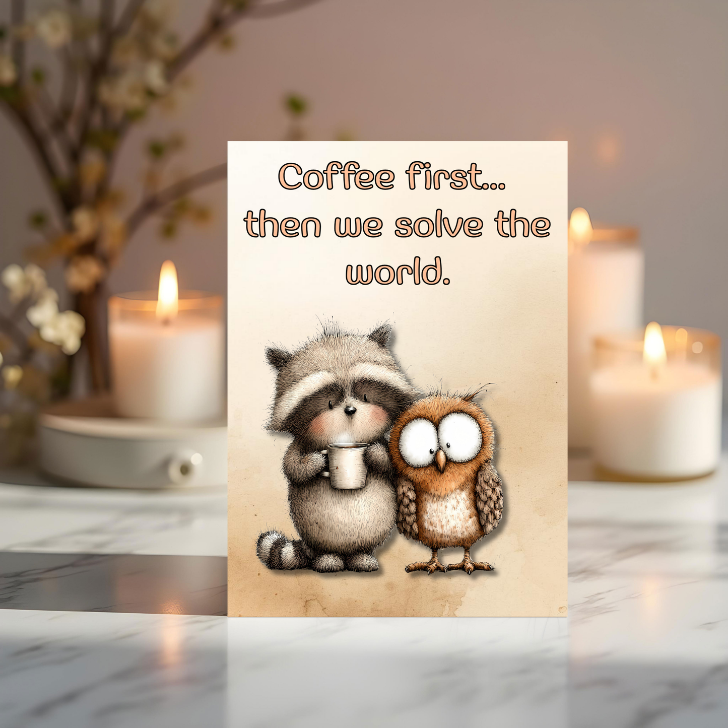 The Forever Friends Collection Greeting Card: Coffee first...then we solve the world Besties Over Coffee