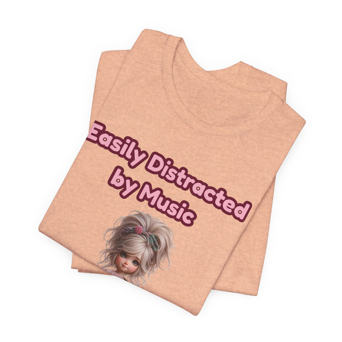 Easily Distracted by Music T‑Shirt — Cute Guitar Girl Tee
