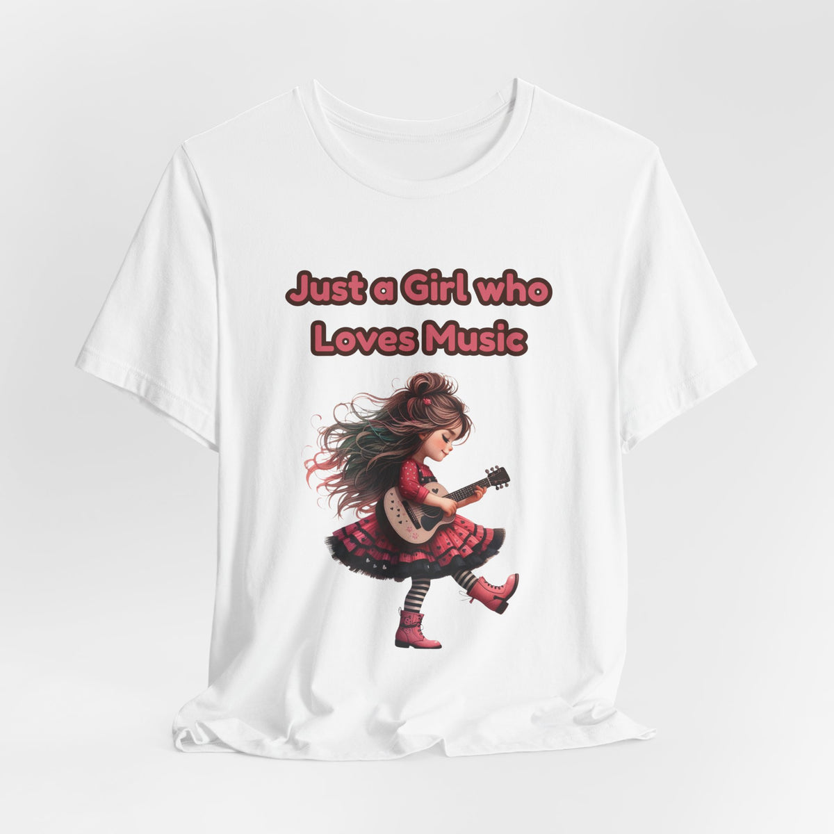 Just a Girl Who Loves Music T-Shirt — Cute Girl Guitar Graphic Tee