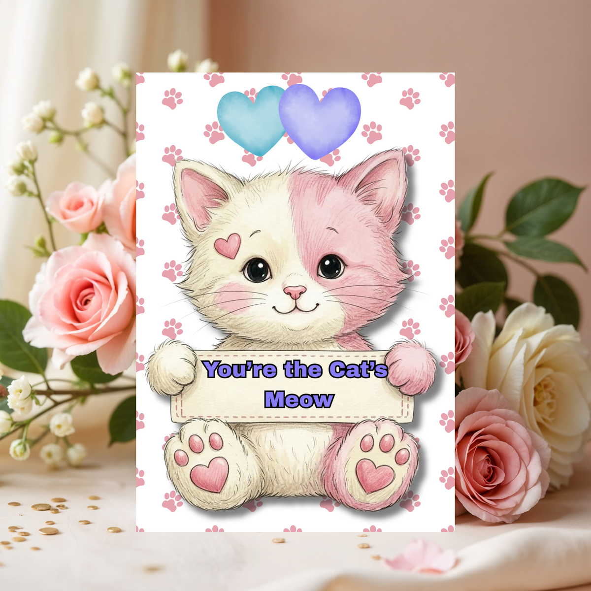Cat Lovers Greeting Card 5 x 7: You're the Cat's Meow