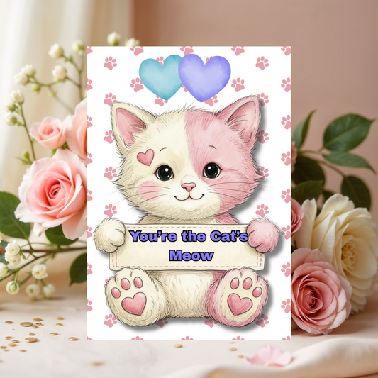 Cat Lovers Greeting Card 5 x 7: You're the Cat's Meow