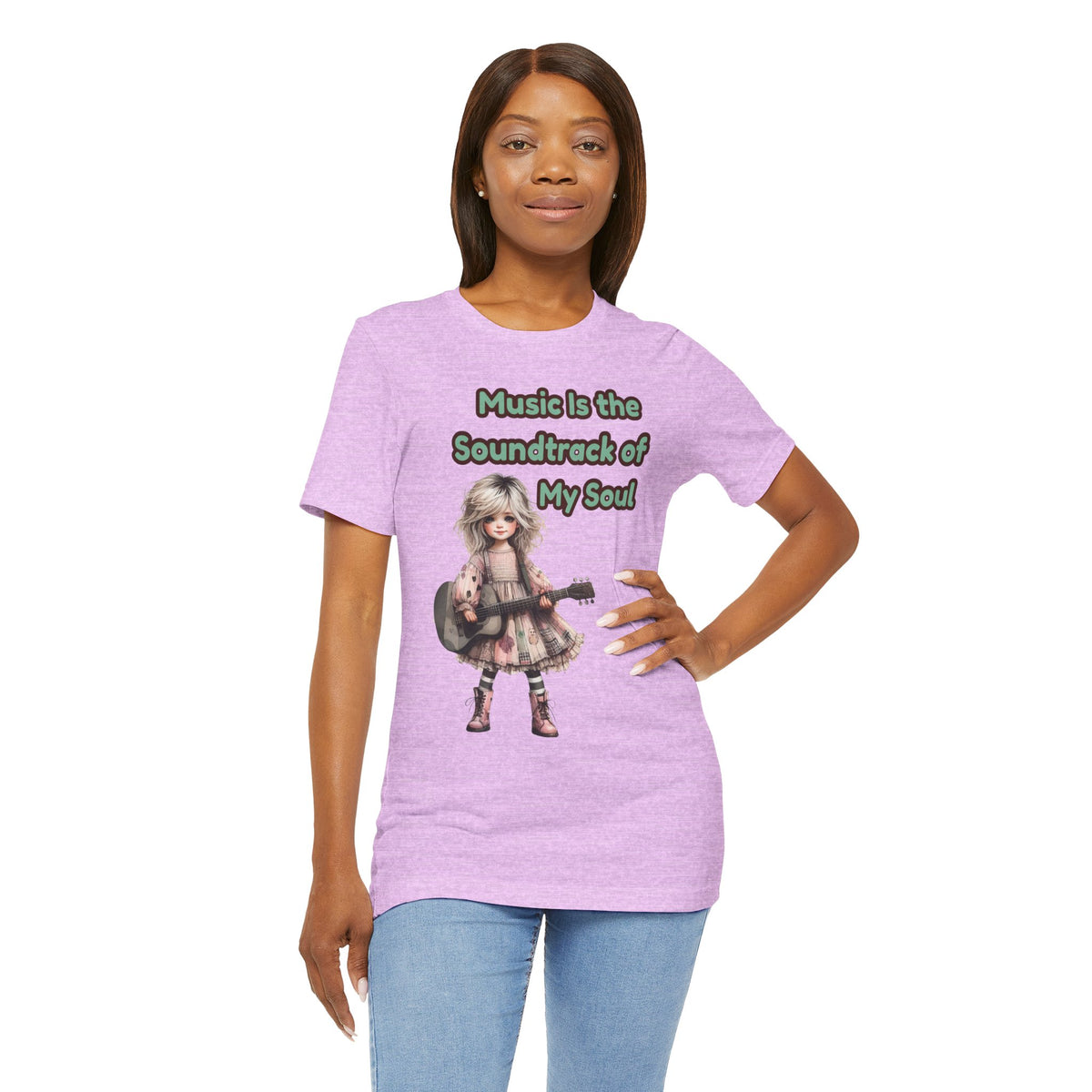 Music Is the Soundtrack of My Soul T-Shirt — Cute Girl with Guitar Tee