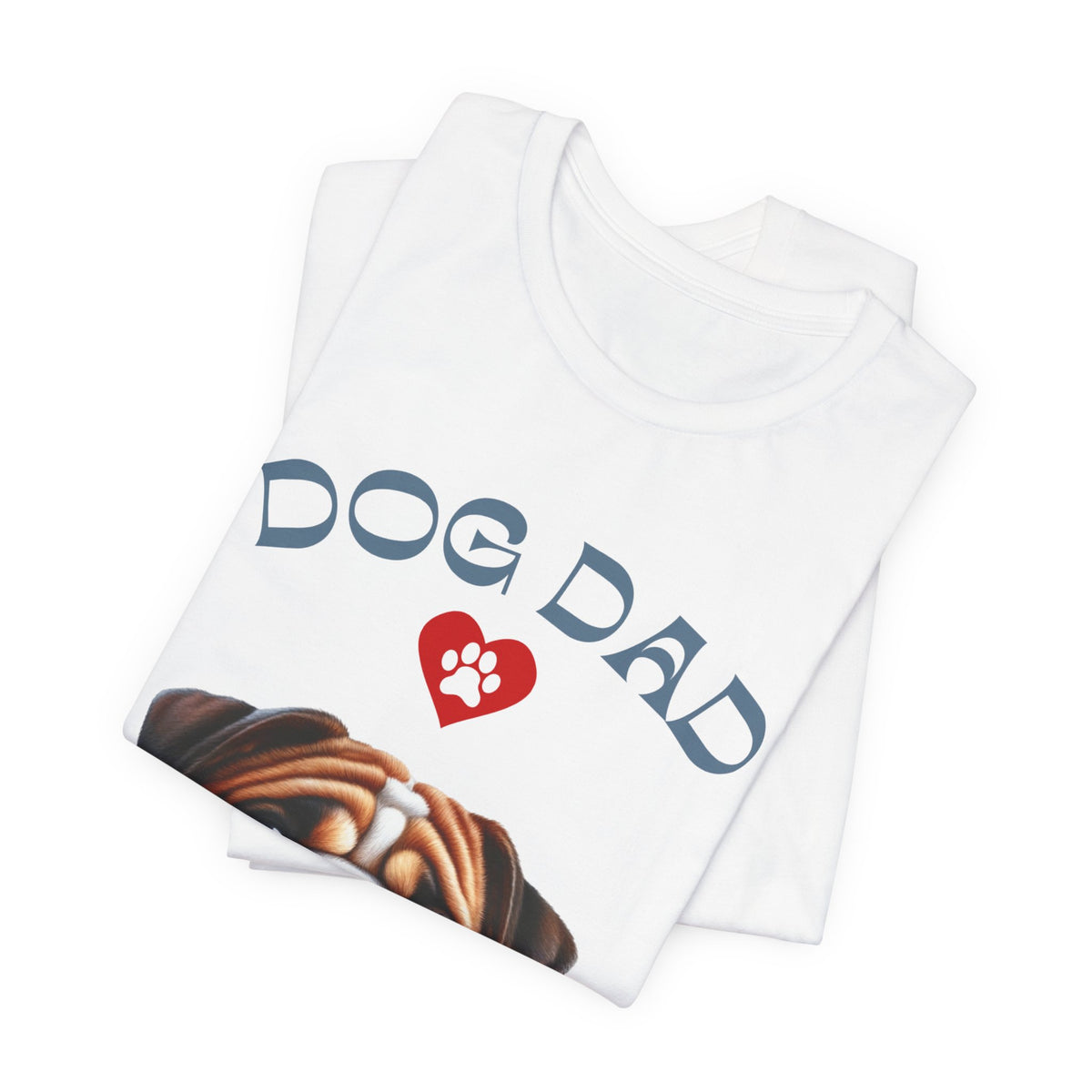 Bulldog Dad T-Shirt – Cute Bulldog Graphic Tee with Heart Paw Design