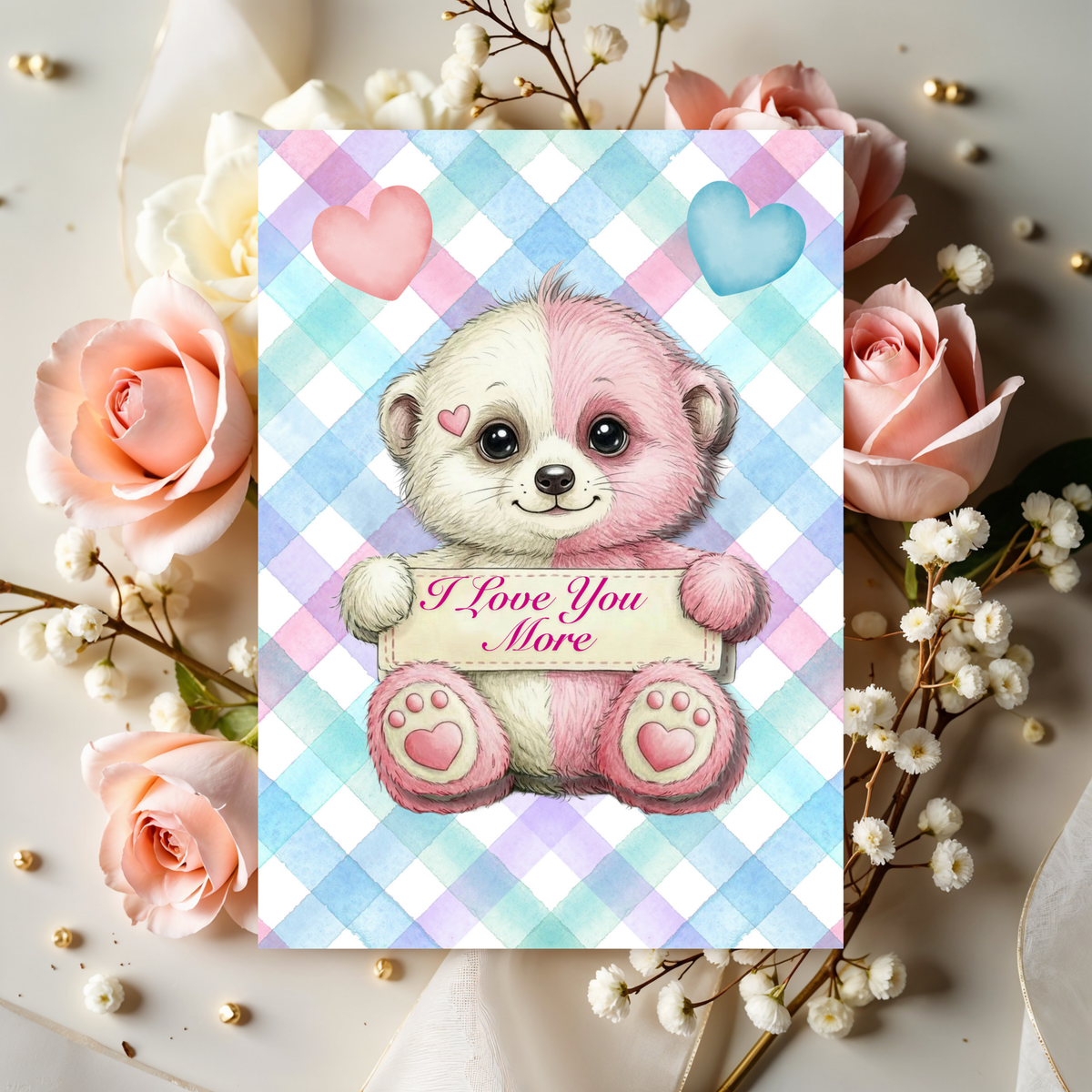 I Love You More Cute Animal 5 x 7 Greeting Card