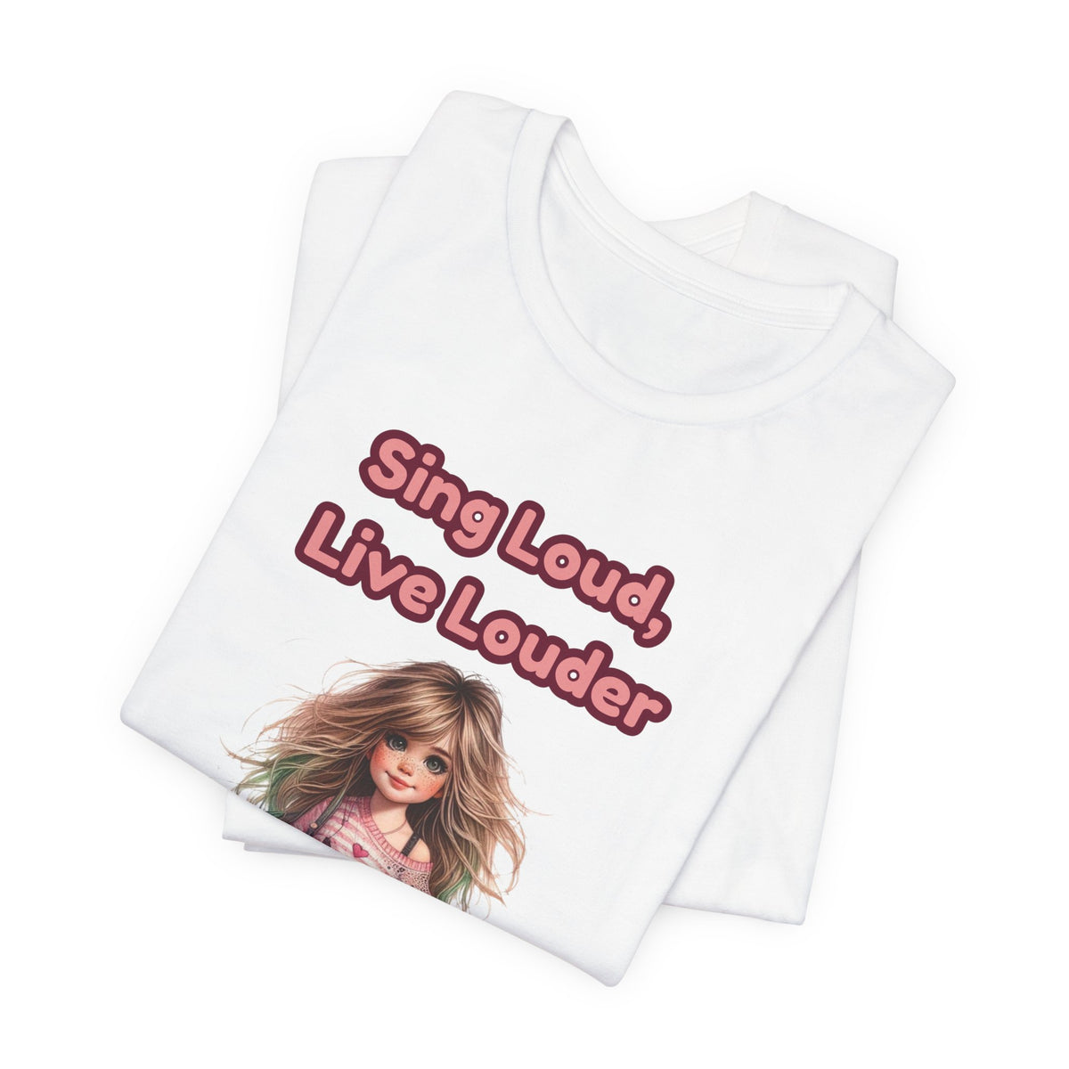Sing Loud Live Louder Doll Graphic Tee - Cute Girl with Guitar T-Shirt