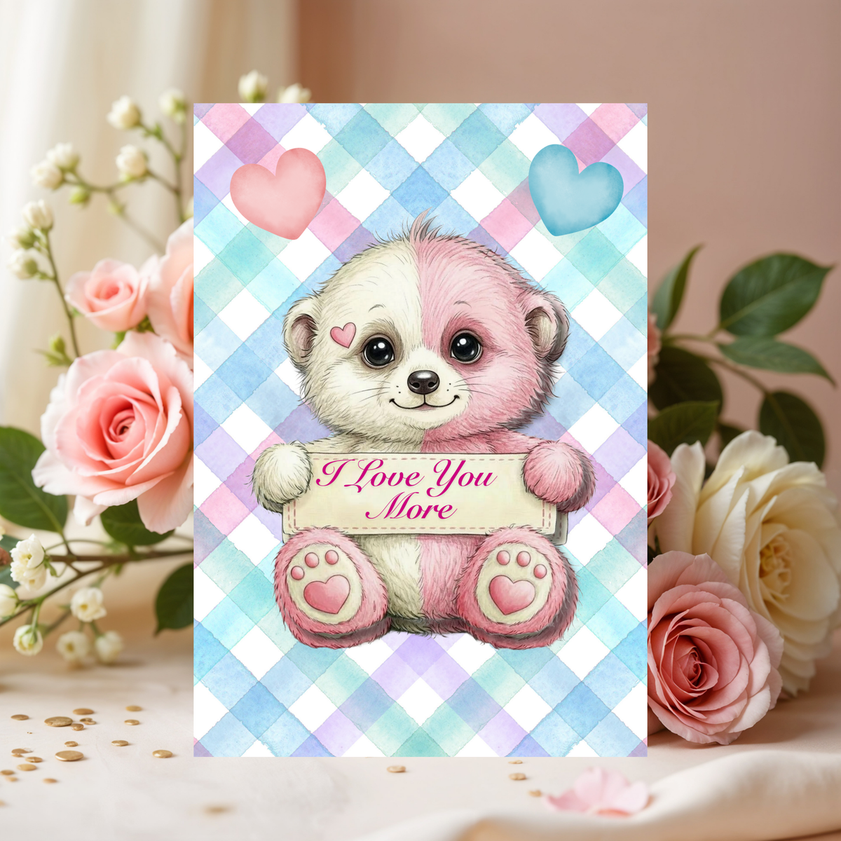 I Love You More Cute Animal 5 x 7 Greeting Card