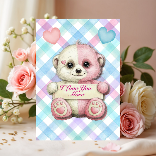 I Love You More Cute Animal 5 x 7 Greeting Card