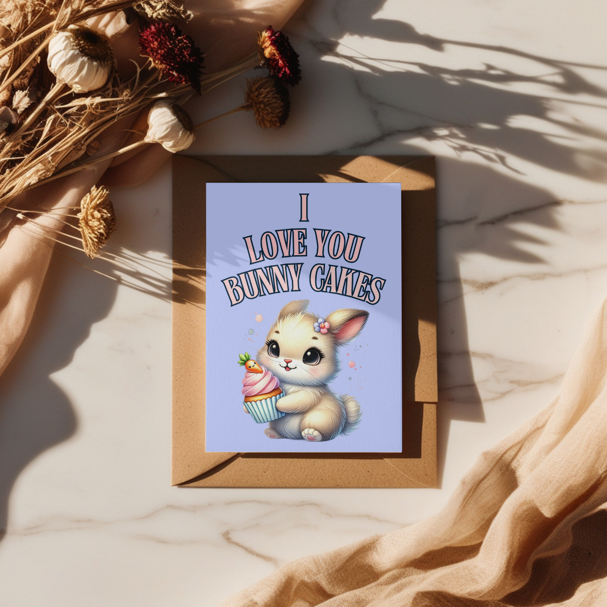 The Bunny Wishes Collection Greeting Cards: I Love You Bunny Cakes