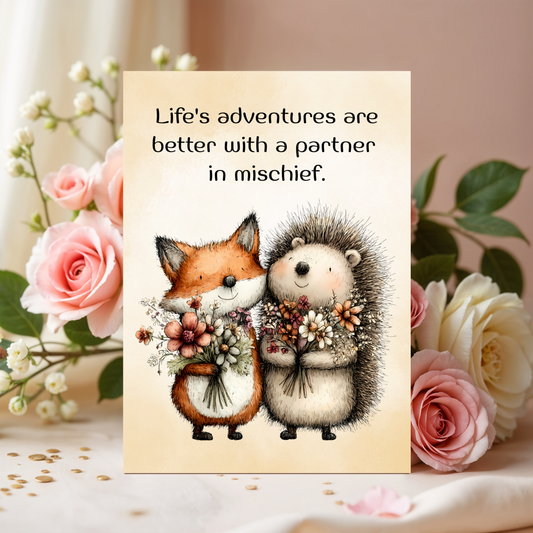 The Forever Friends Collection Greeting Card:  Life's Adventures are Better with a Partner in Mischief.
