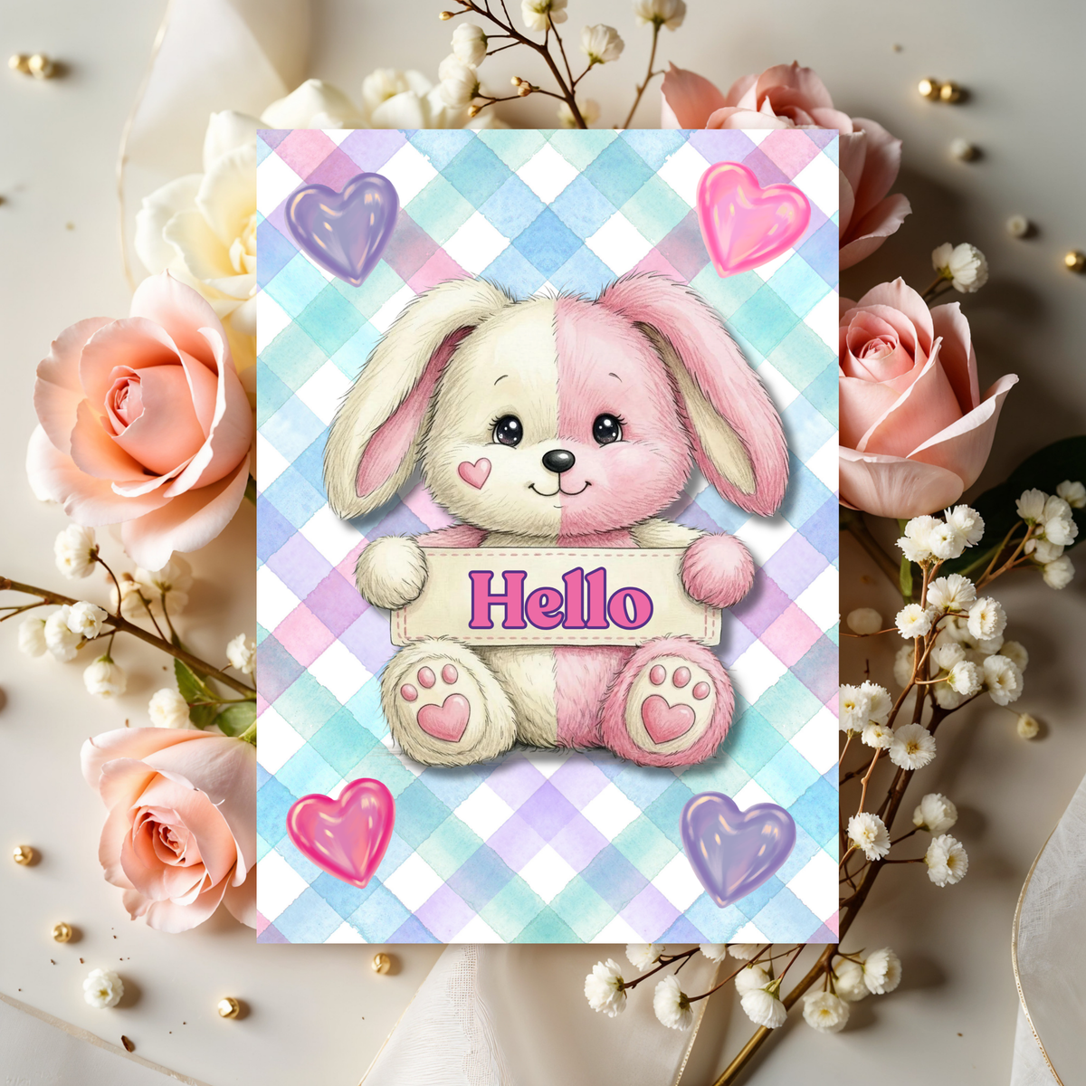 Bunny Friendly Hello Greeting Card