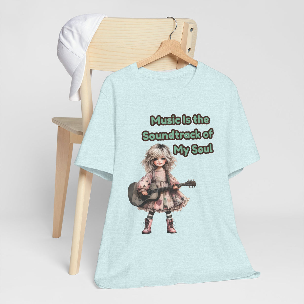 Music Is the Soundtrack of My Soul T-Shirt — Cute Girl with Guitar Tee