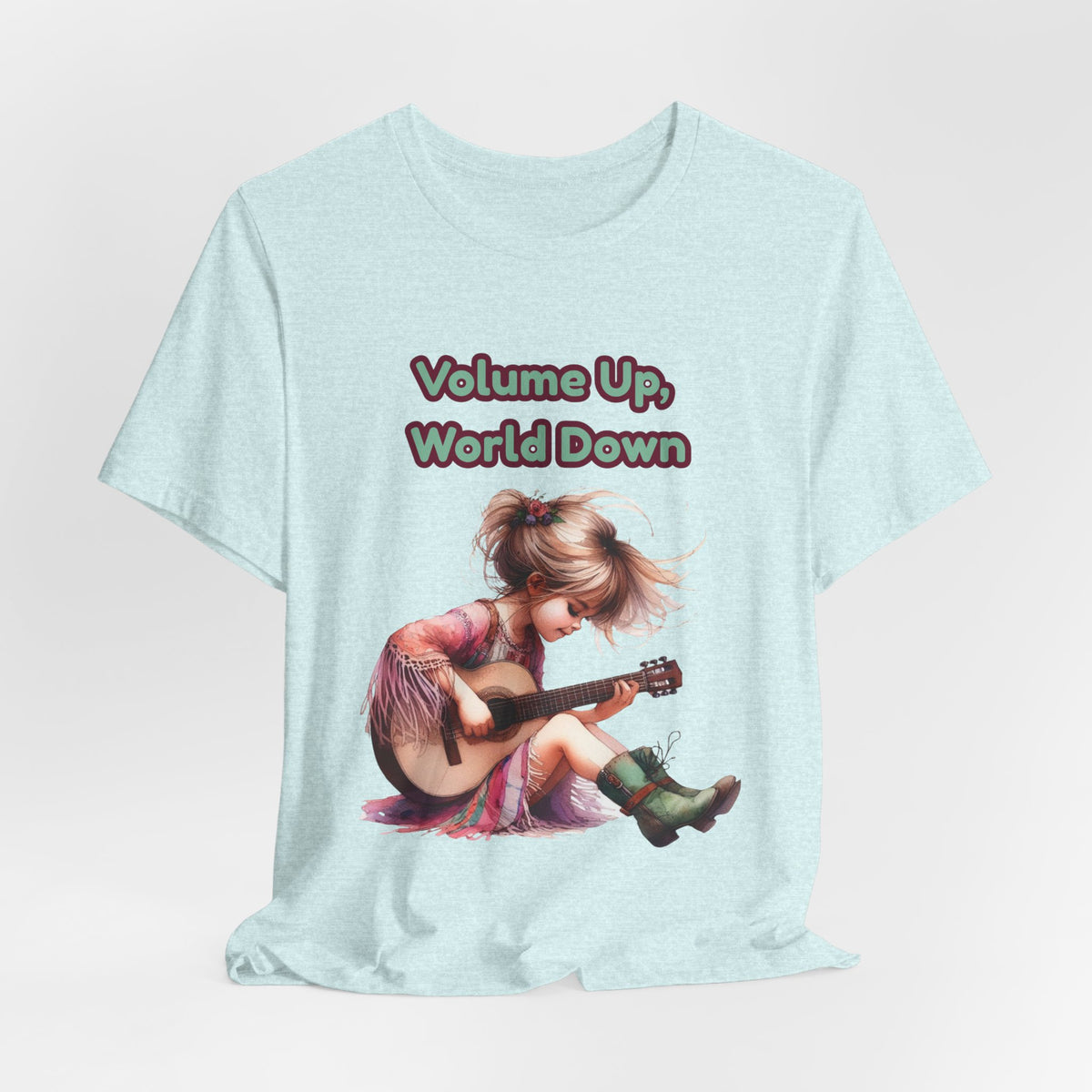 Music Lovers Volume Up, World Down Guitar Tee