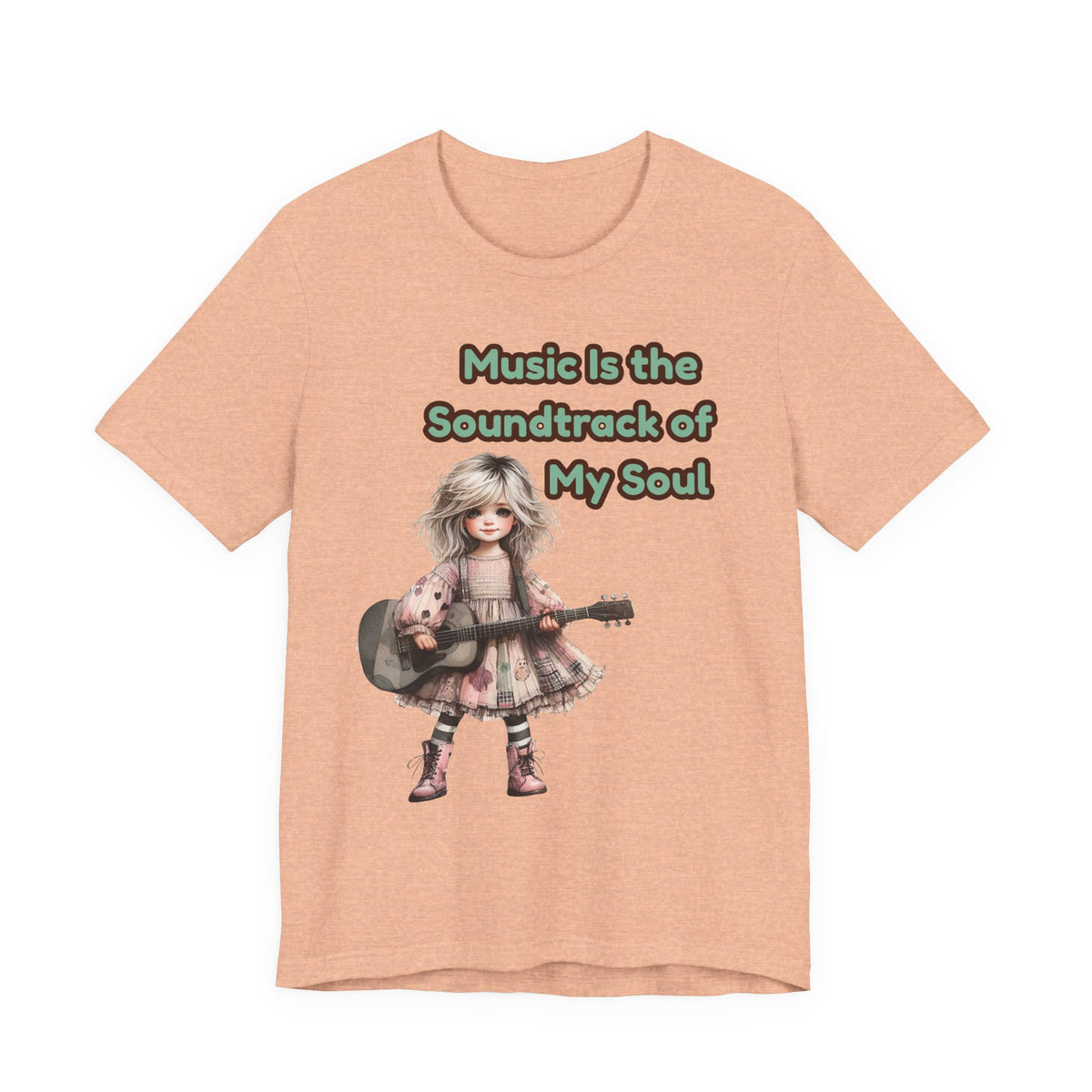 Music Is the Soundtrack of My Soul T-Shirt — Cute Girl with Guitar Tee