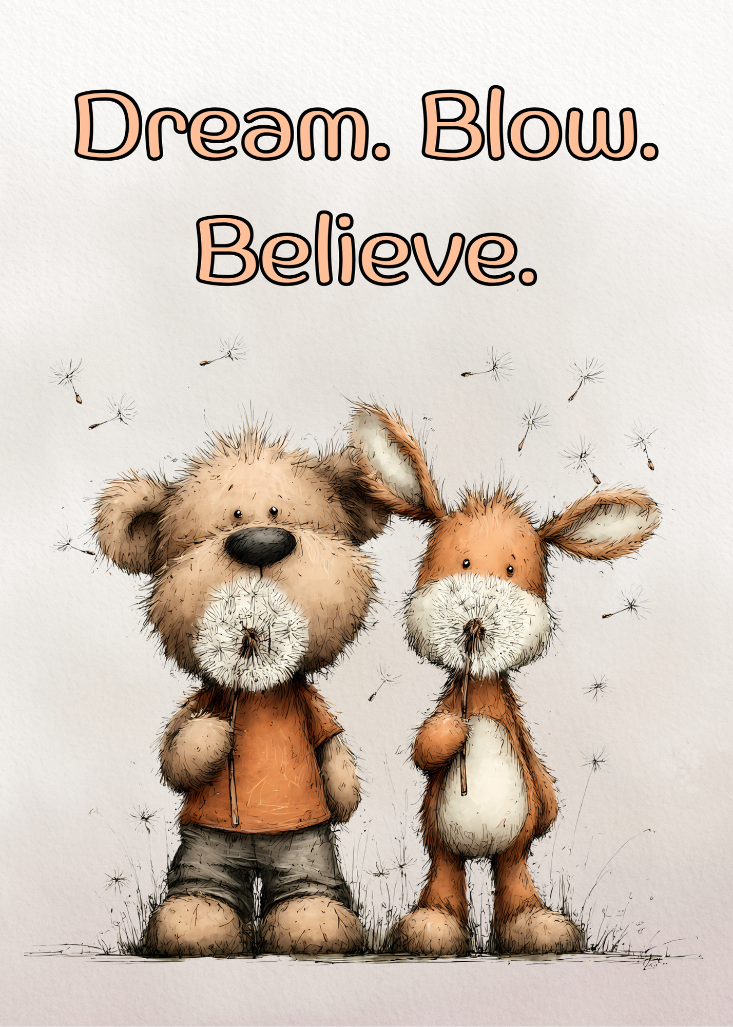 The Forever Friends Collection Greeting Card: Friendship Bear and Deer Dream. Blow. Believe.