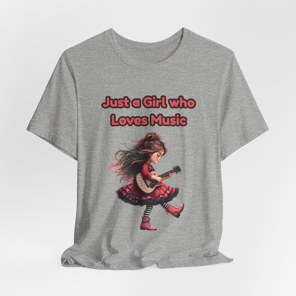 Just a Girl Who Loves Music T-Shirt — Cute Girl Guitar Graphic Tee