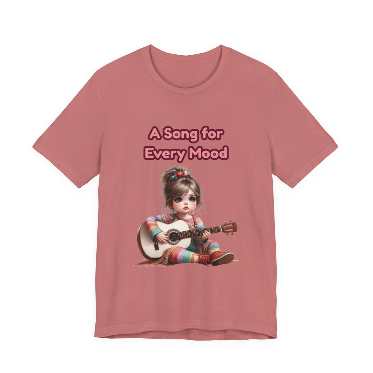 Cute Guitar Girl T-Shirt — "A Song for Every Mood" Graphic Tee