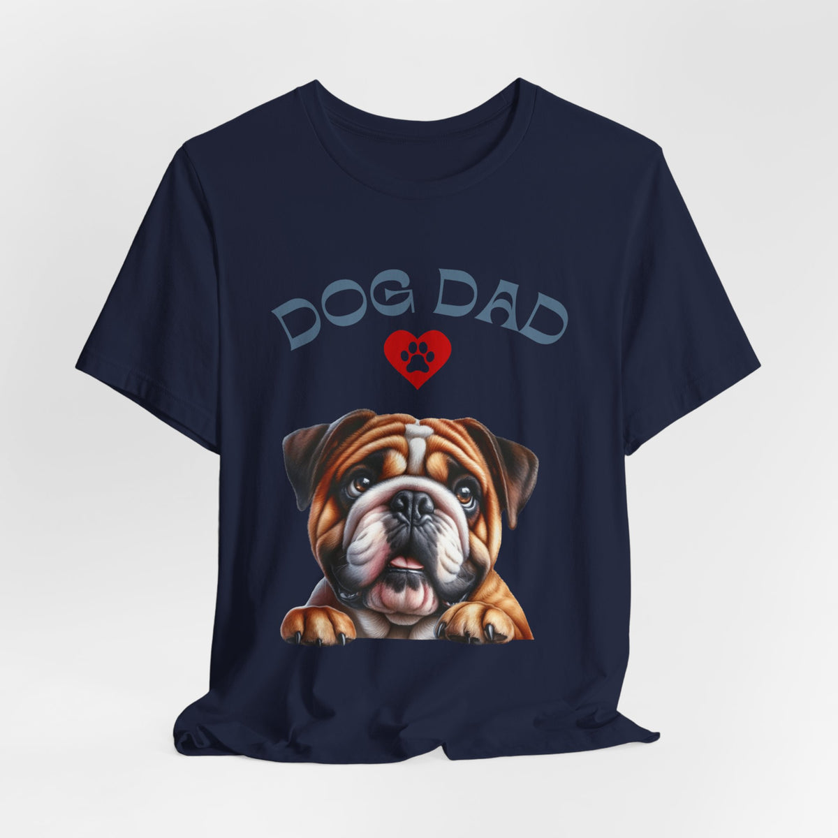 Bulldog Dad T-Shirt – Cute Bulldog Graphic Tee with Heart Paw Design